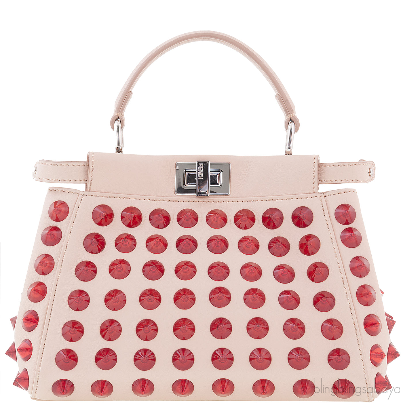 Beige Red Studded Peekaboo