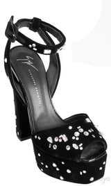 Lavinia Swarovski Crystal Velvet Platform Sandals