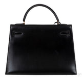 Vintage Kelly 32 Black Box Sellier GHW