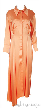 Mamo Asymmetric Satin Midi Shirt Dress