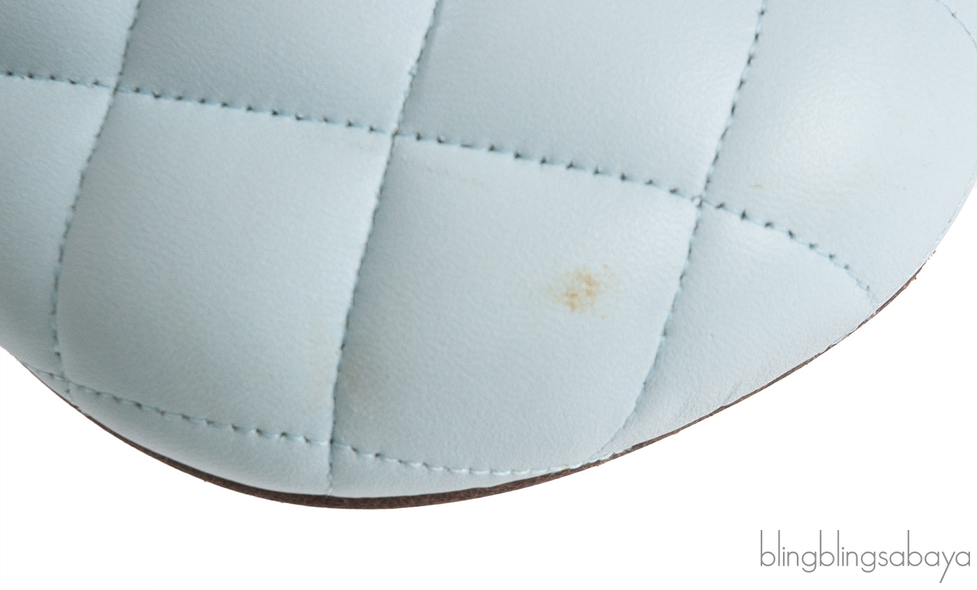Bottega Veneta Light Blue Padded Block Square Toe Quilted Heels 37.5