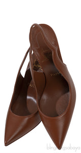 Brown Leather Slingback Heels