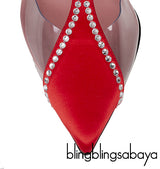 Red Satin Virgo Crystal Pump