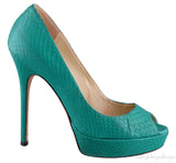 Green Snakeskin Peep Toe Heels