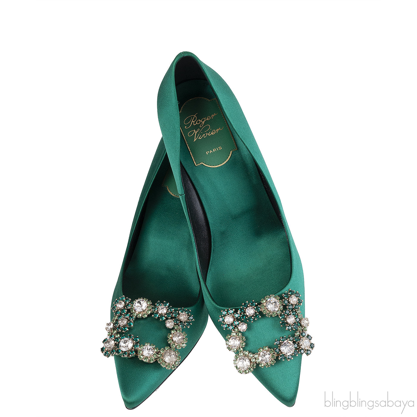 Roger Vivier Emerald Green Floral Crystal Heels