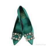 Roger Vivier Emerald Green Floral Crystal Heels