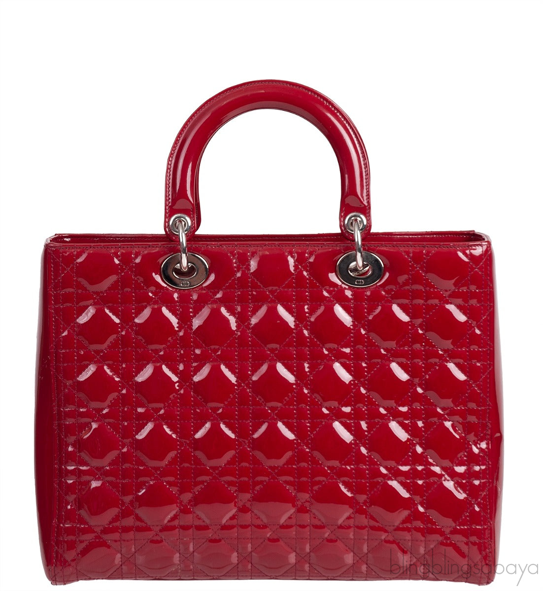 Lady Dior Red Patent Quilted Bag PHW