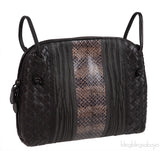 Brown Intrecciato Snakeskin Nodini Crossbody Bag
