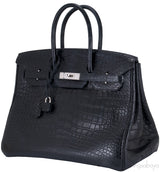 Birkin 35 Black Matte Crocodile PHW