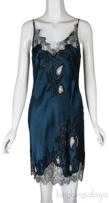 Dark Blue Lace Trim Cami Sress