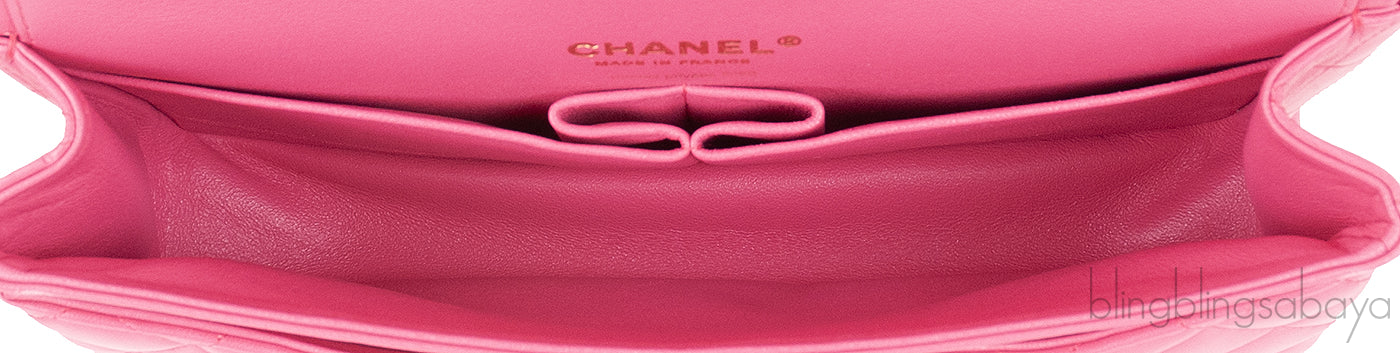 Fuchsia Classic Medium Double Flap Bag