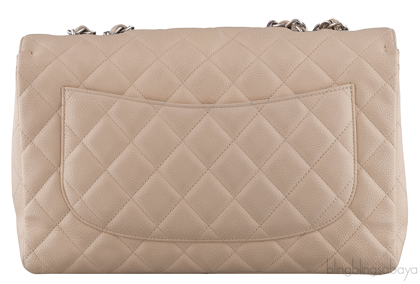 Beige Caviar Jumbo Flap Bag