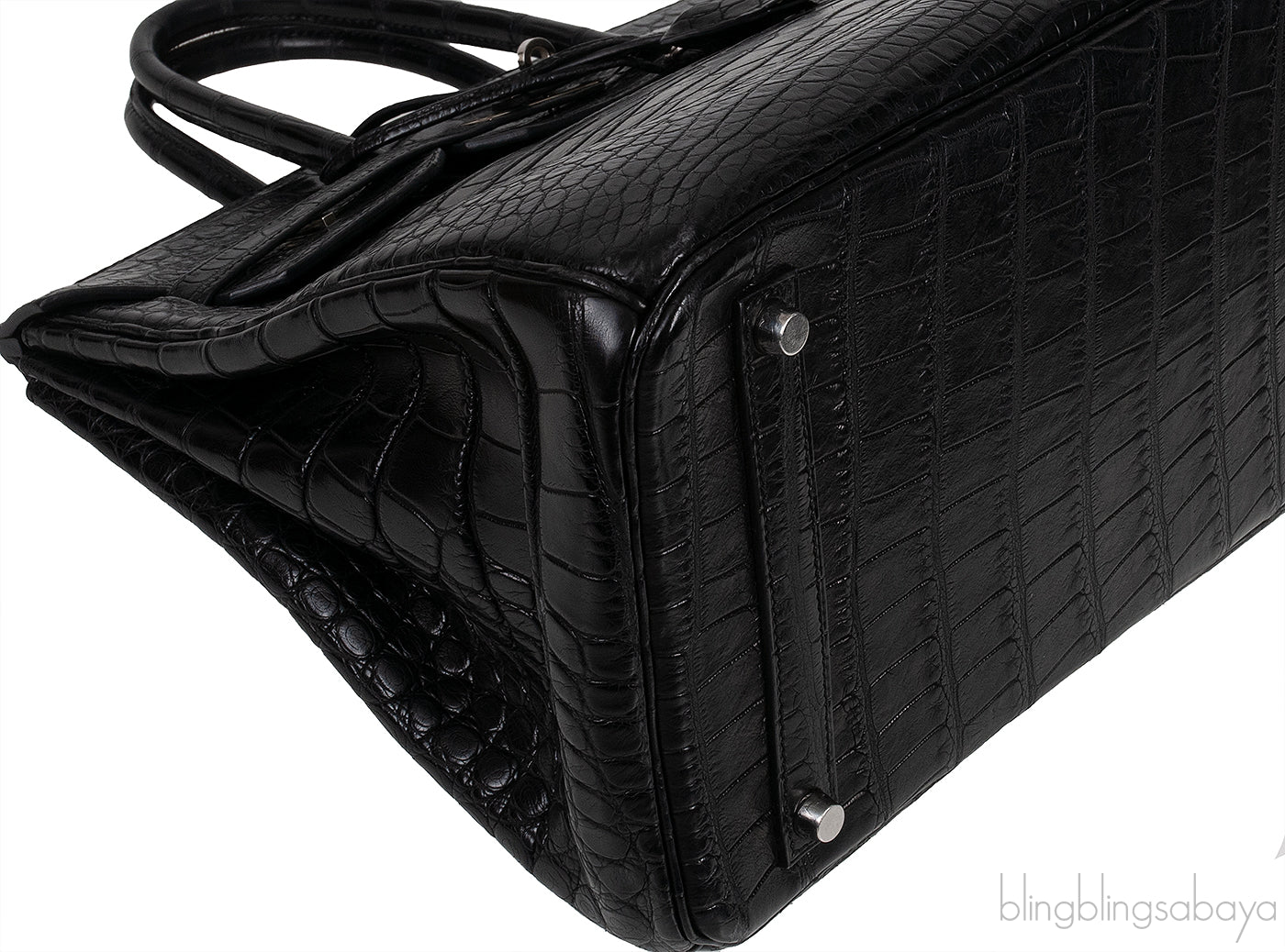Birkin 35 Black Matte Alligator Crocodile PHW