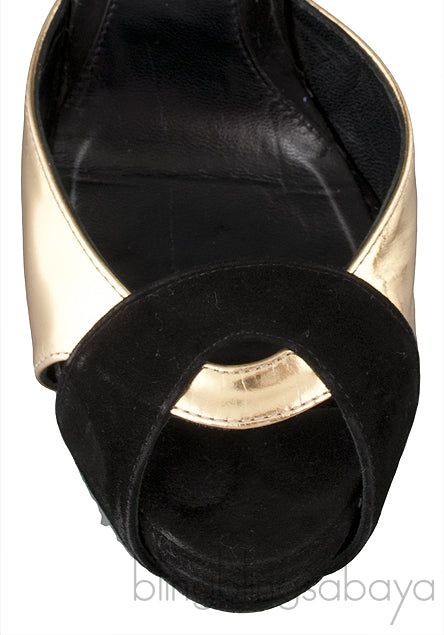 Tri-color Peep Toe Platform Heels