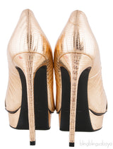 Gold Lizard Print Pointed Pump