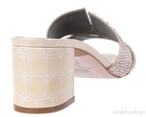 Pink Crystal Croc Embossed Sandals