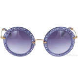 Lilac Noir Glitter Round Sunglasses
