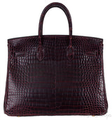 Birkin 35 Prune Crocodile Porosus GHW