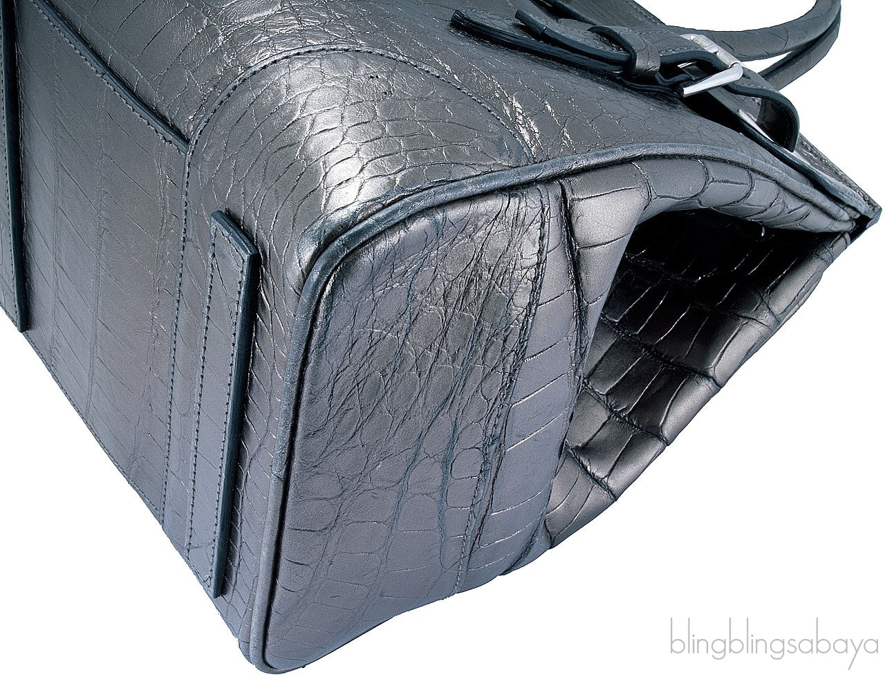 Ricky Metallic Silver Alligator Bag