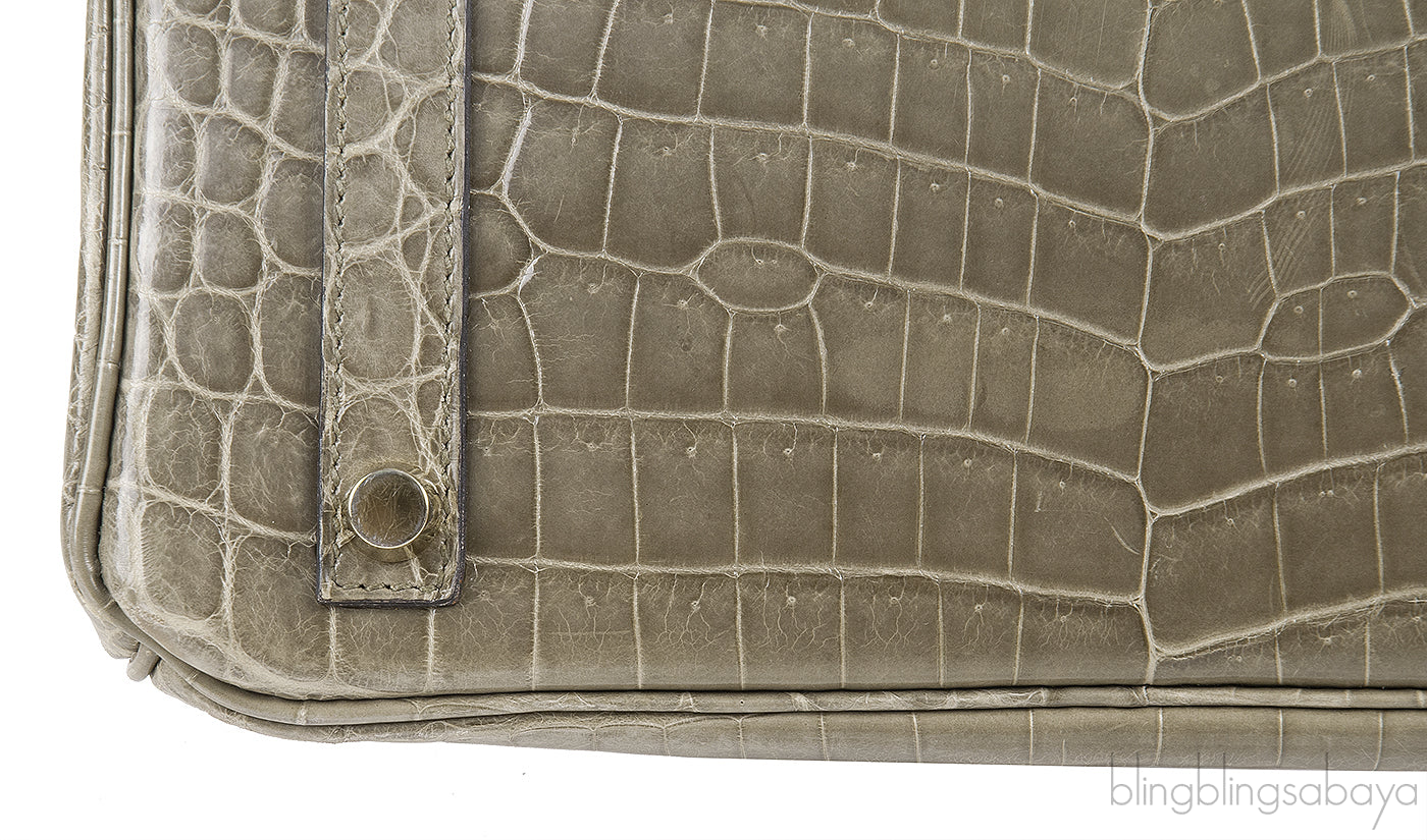 Hermes Birkin 25 Gris Tourterelle Crocodile GHW