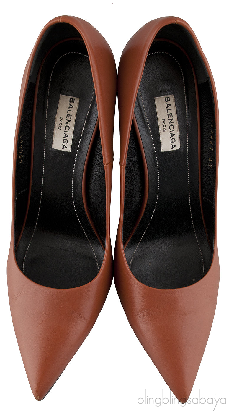 Brown Pointed Toe Braided Heels