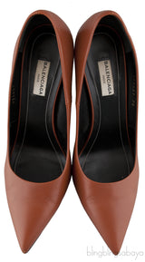 Brown Pointed Toe Braided Heels