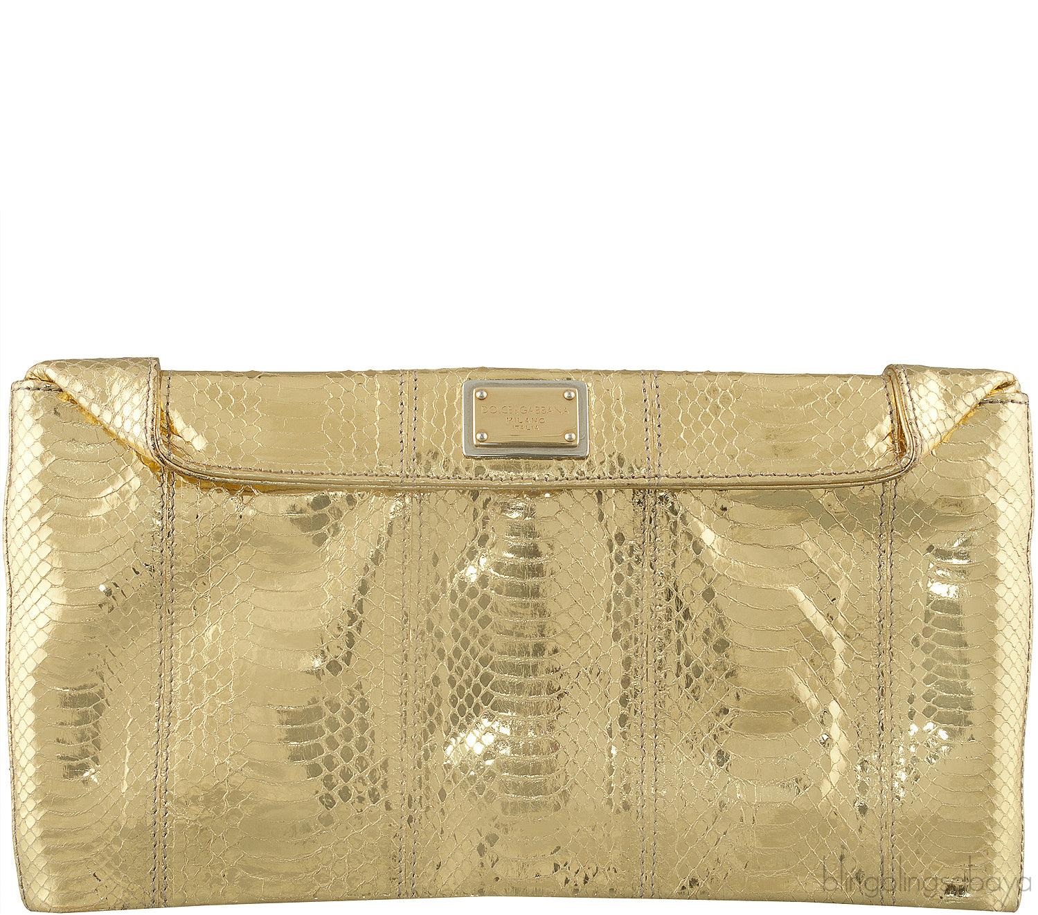 Gold Python Clutch Bag