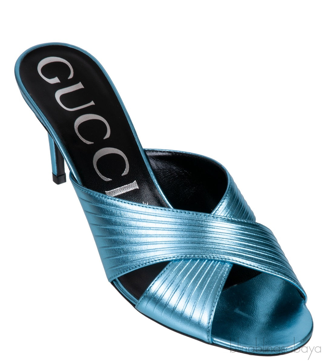 Criss-cross Metallic Blue Sandals