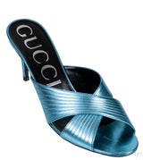 Criss-cross Metallic Blue Sandals