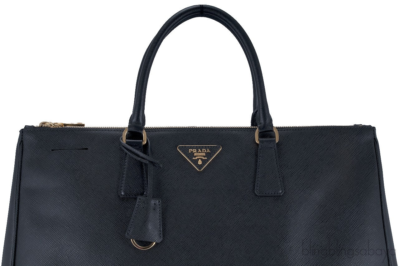 Black Saffiano Double Zip Large Tote