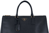 Black Saffiano Double Zip Large Tote