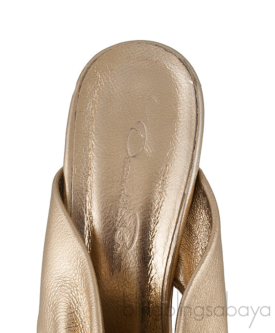 Metallic Gold Glen Leather Mules