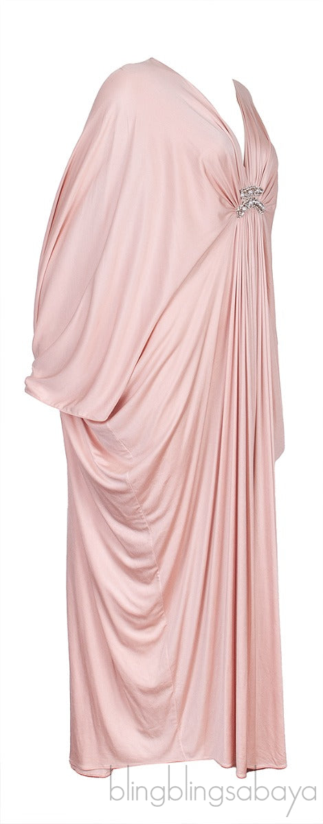 Nude Pearl & Crystal Embellished Kaftan