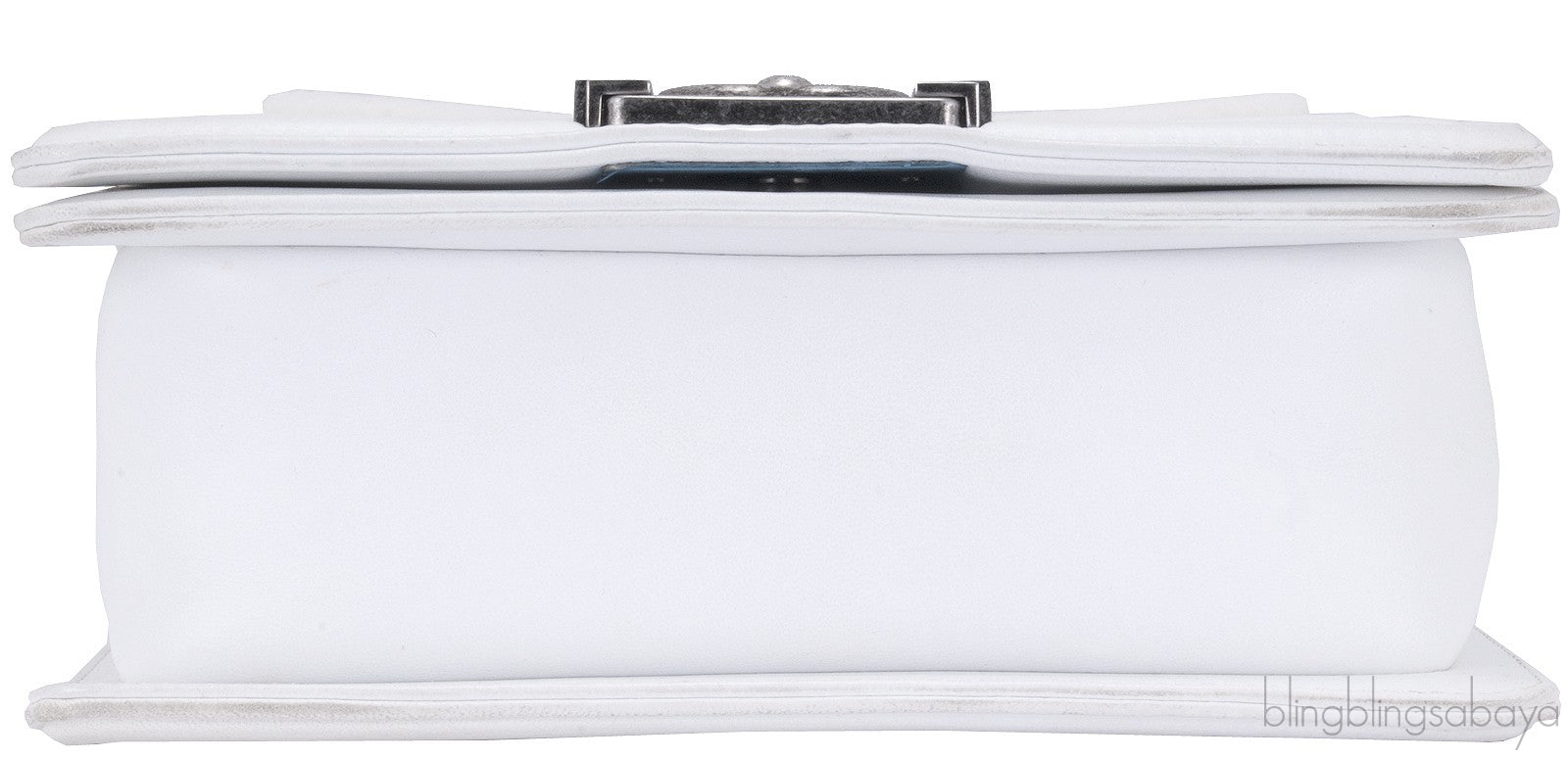 Small Le Boy White Fur Flap Bag