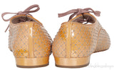 Miu Miu Brown Metal Bead Flat Peep Toe Shoes