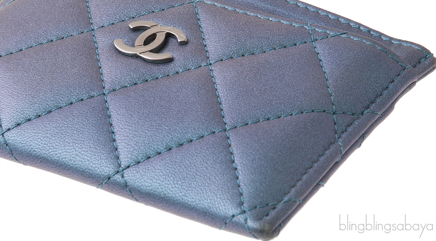 Metallic Blue Classic Card Holder