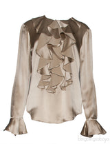 Gold Ruffled Long Sleeve Shirt