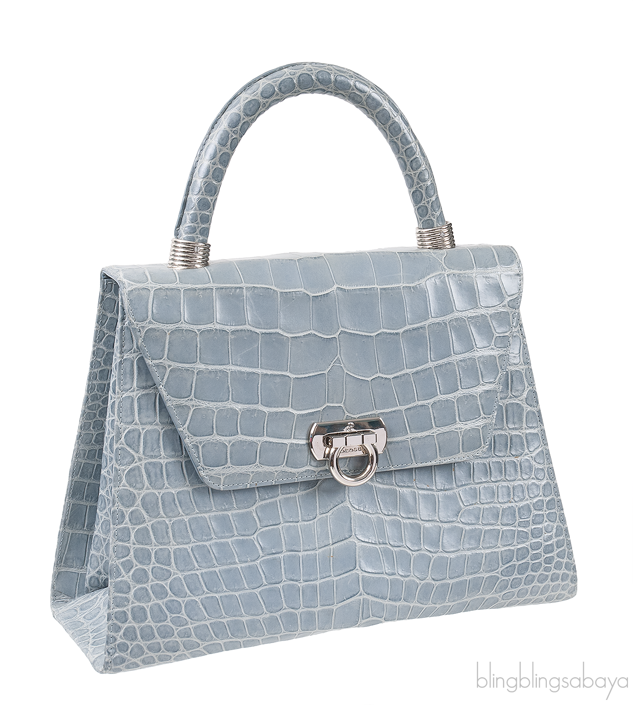 Cesare Furs Blue Gray Crocodile Handbag
