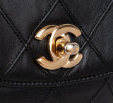 Chanel Black Quilted Leather Vintage Classic Chain Belt Bag