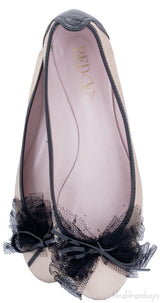Beige Lace Bow Ballet Flat