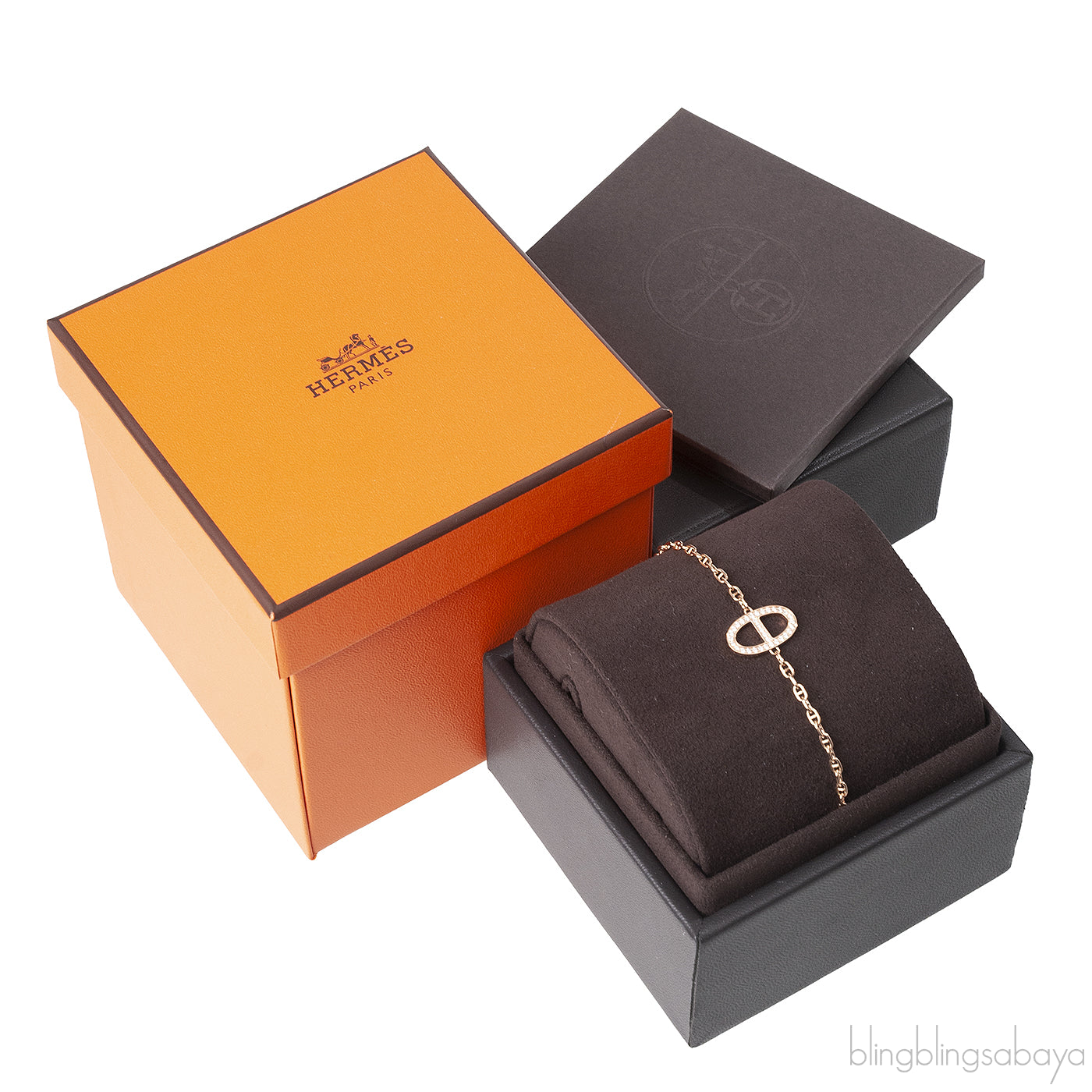 Hermes Chaine d\'ancre Contour Rose Gold Diamond Bracelet