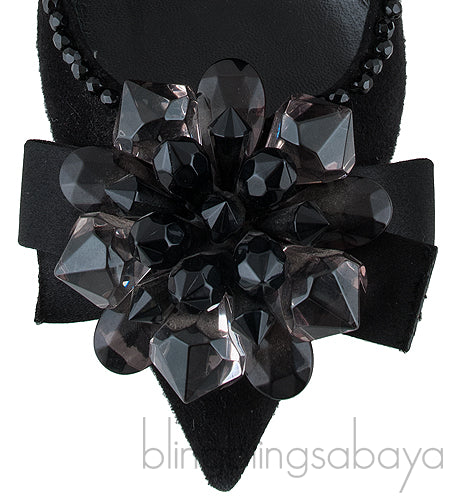 Black Catrin Bead Emb Vamp Heels