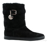 Black Quilted Suede Boots