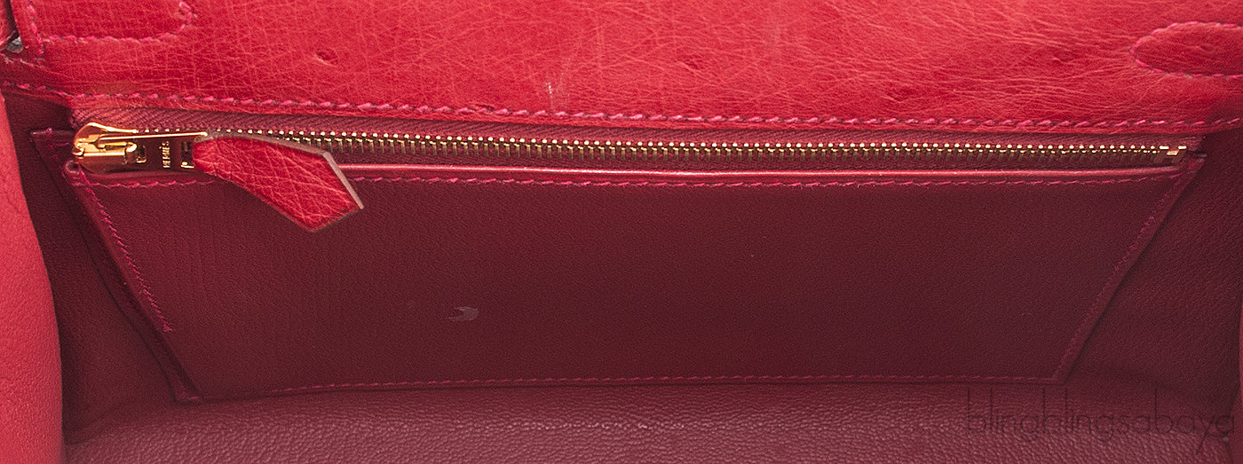 Kelly 25 Rouge VIF Ostrich GHW