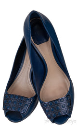 Blue Cannage Vamp Peep Toe Heels