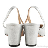 Silver Metallic Cap Toe Slingback
