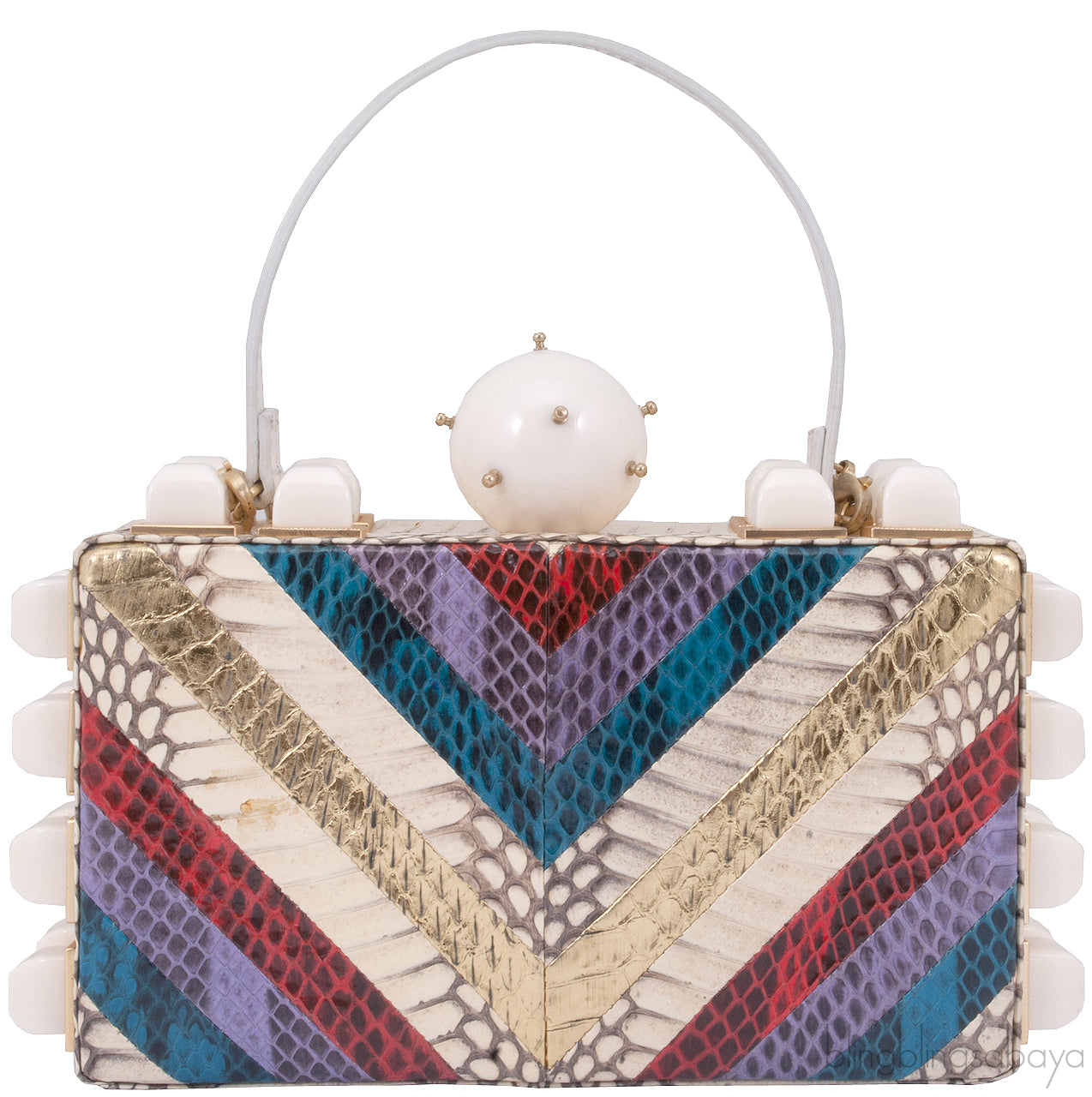 Viper Skin Lucite Studs Clutch*