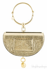 Metallic Gold Nile Minaudiere Clutch