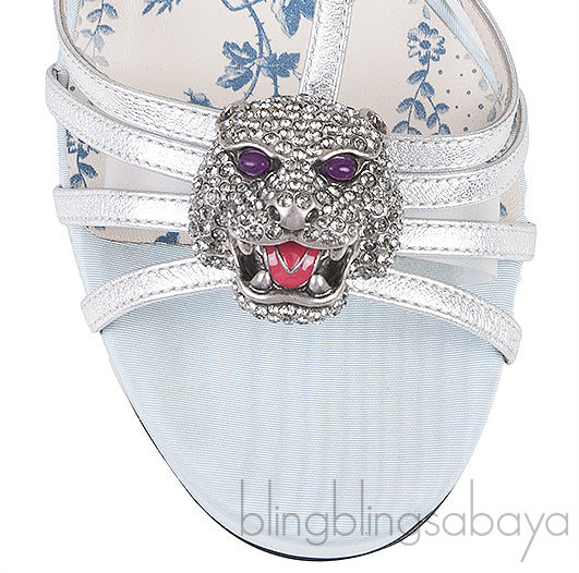 Tiger Head Silver Strappy Sandals
