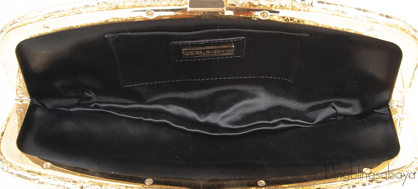 Dolce & Gabbana Gold Snakeskin Wallet Clutch